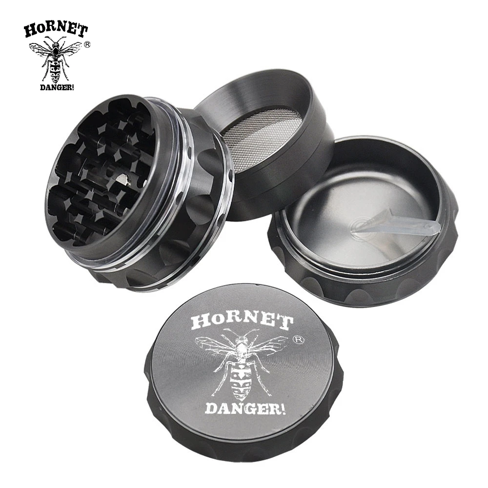 HORNET Best Aircraft Aluminum Spicy Crusher 50MM Four Pieces Metal Herb Crusher Classic Crusher Fumar Accessories Custom Logo