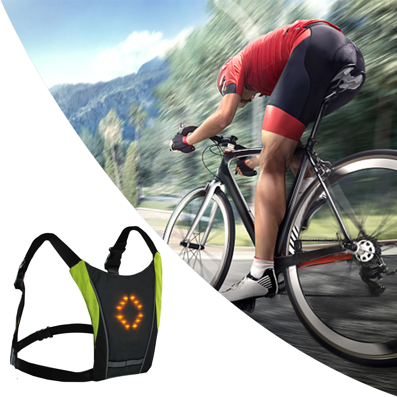 Unisex Wireless Reflective Cycling Vest 4 LED Turn Signal Light Vest USB Rechargeable Backpack Guiding Light With Remote Control