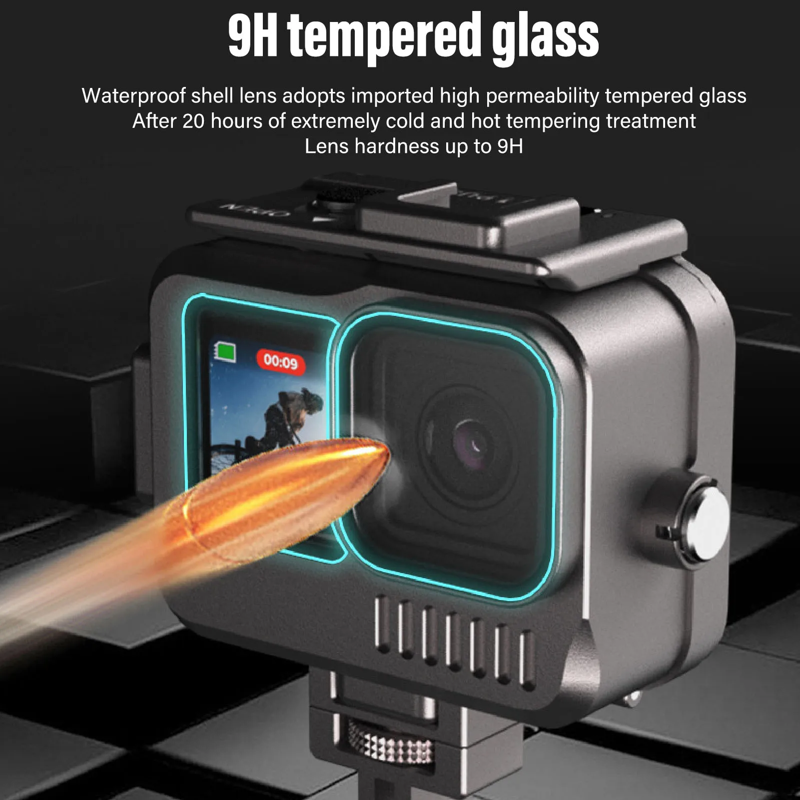 Aluminium Alloy Frame Case 40m  Waterproof Action Camera Protective Housing Double Cold Shoe for Daily Camera