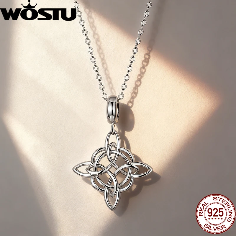 

Ожерелье WOSTU из стерлингового серебра 925 пробы с кельтским узлом, ожерелье с подвеской «Вечная любовь», унисекс, ирландские украшения на День святого Валентина/Рождество