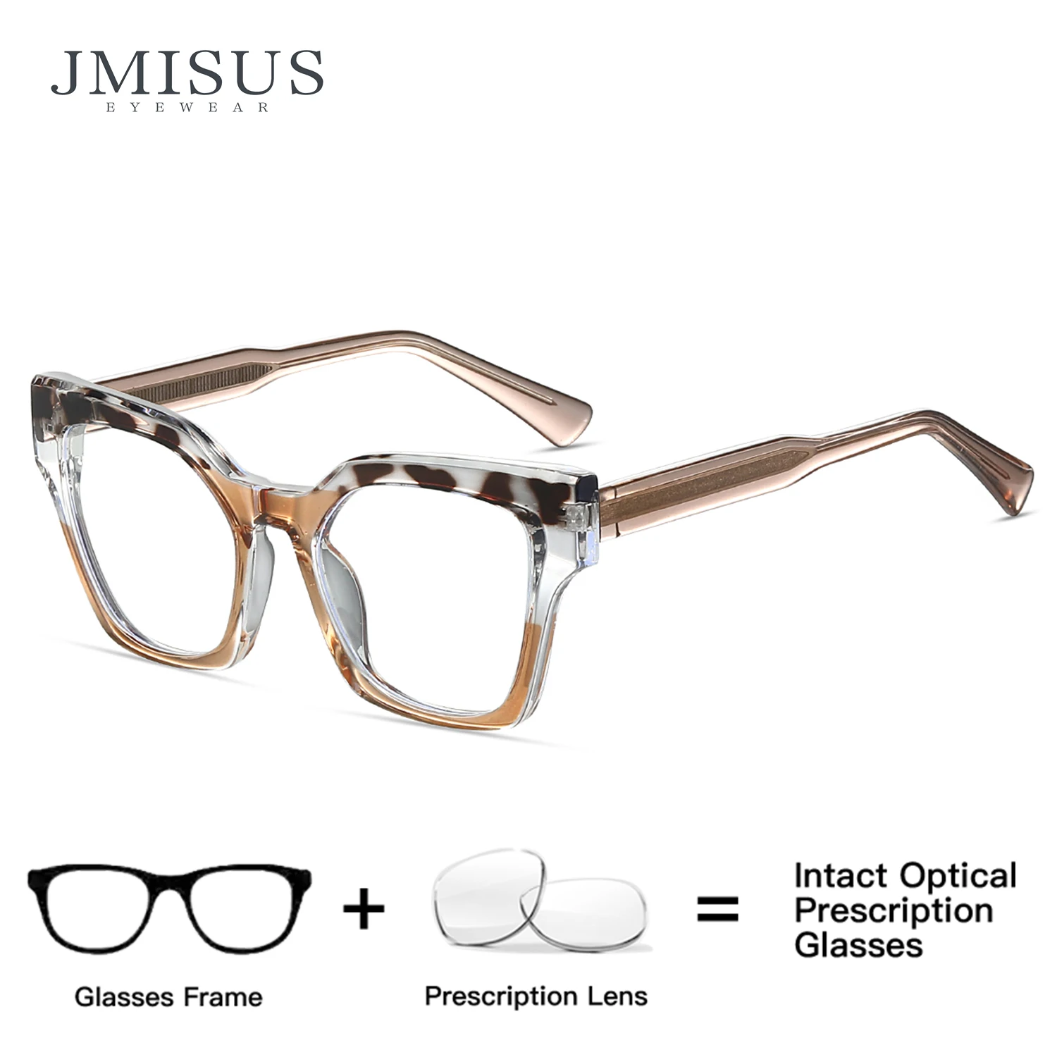 

JMISUS Custom Square Prescription Glasses For Women Fashion Photochromic Optical Eyewear Grey Brown Colors Available Now