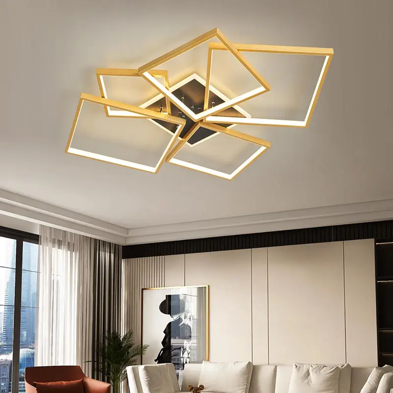 

Nordic LED Ceiling Light Chandelier with Remote Control Dimmable Fixture for Bedroom Living Room Home Decor Gold/Black Finish