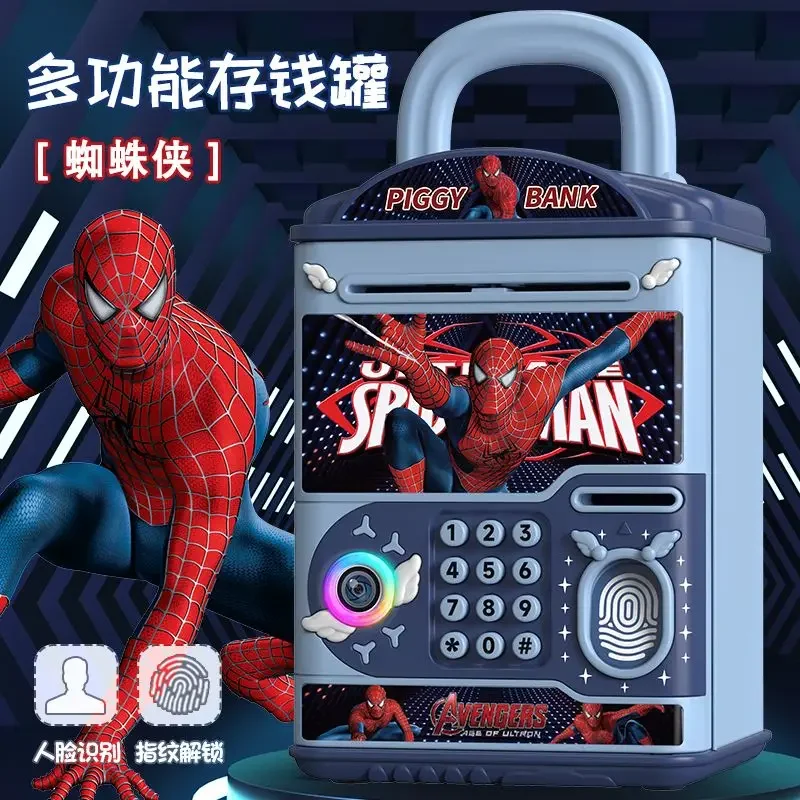 Marvel Spiderman piggy bank password unlock boys anime multi-functional creative piggy bank holiday gift kids toys kawaii