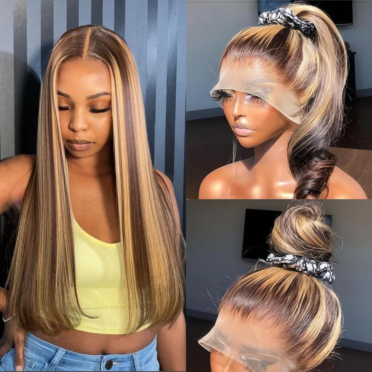 Hihtlight مستقيم Hd الدانتيل الباروكة الأمامية 13x6 # 4/27 شعر مستعار مجعد شعر بشري 100% شعر بشري موجة عميقة دانتيل أمامي شعر مستعار تم قطعه مسبقًا