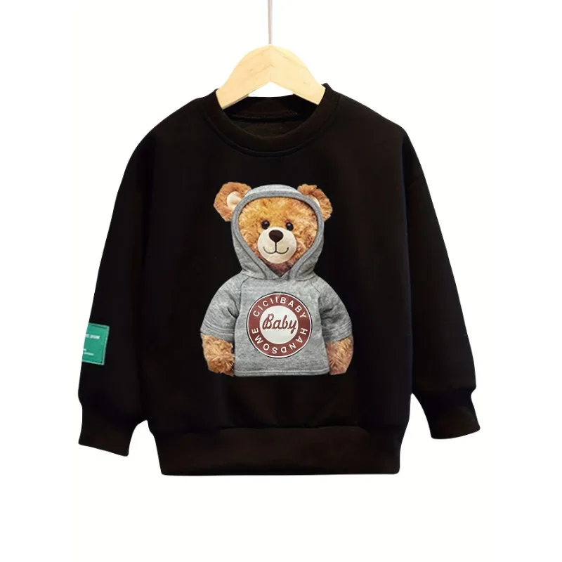 Spring and Autumn Fashion Kid Clothes Boy Children\'s Set Bear Cartoon Sweatshirt Pant Outfit 7 8 9 10 11 12 Year