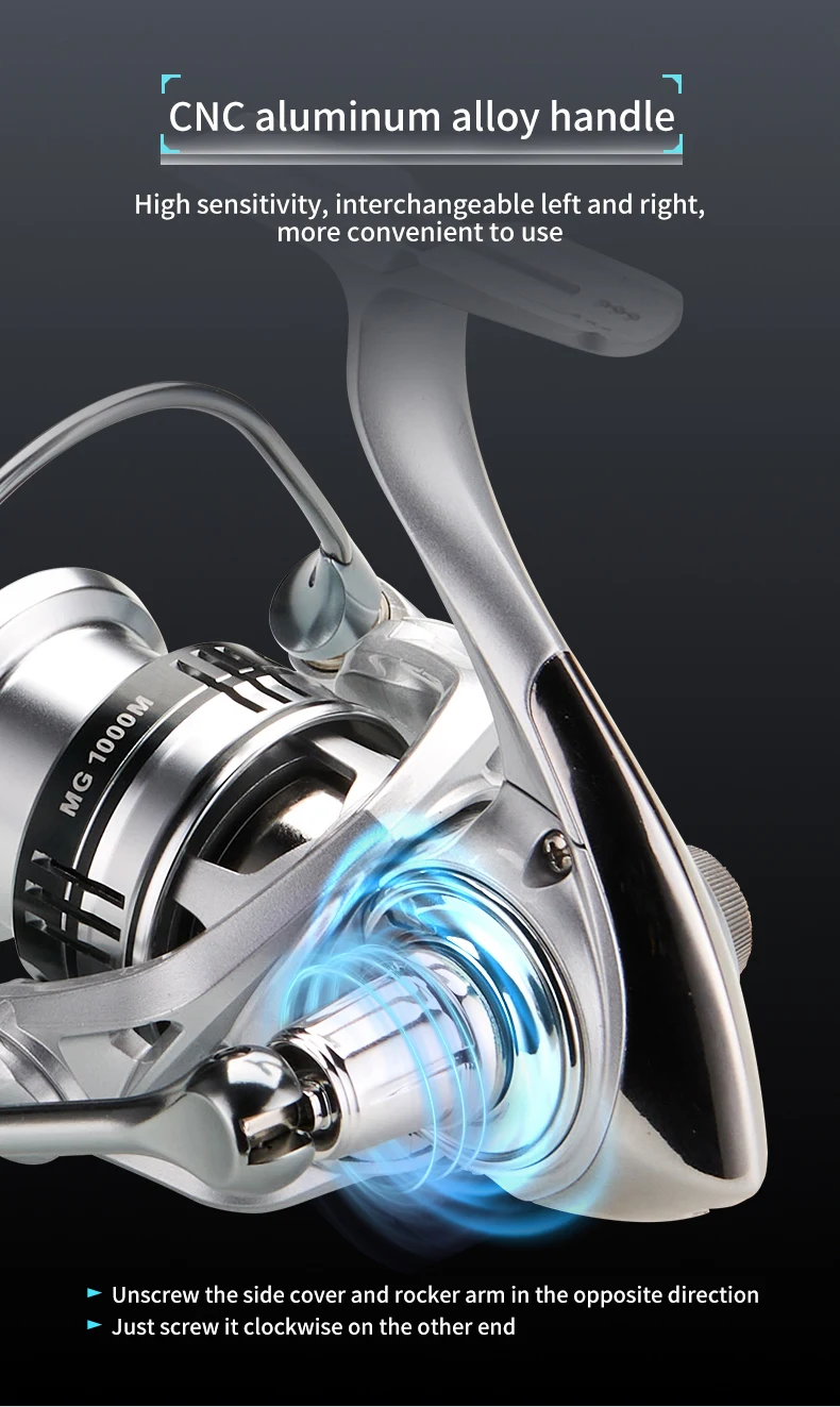 DEUKIO Spinnrolle 8KG Max. Bremskraft 5.2:1 Ultraleichte Metallspule 4+1BB Salzwasser Süßwasser Köder-Angelrolle – Detail 5