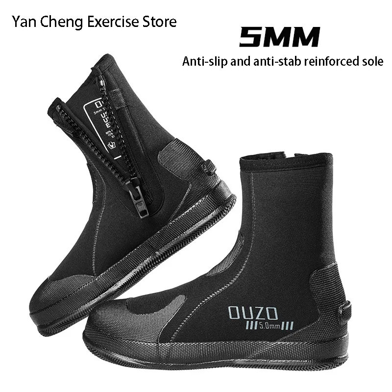 Vulcanized shoes 5mm Surfing Diving Boots Anti-slip Stream Trekking Snorkeling Flipper Neoprene Beach Surfing Kayaking Shoes