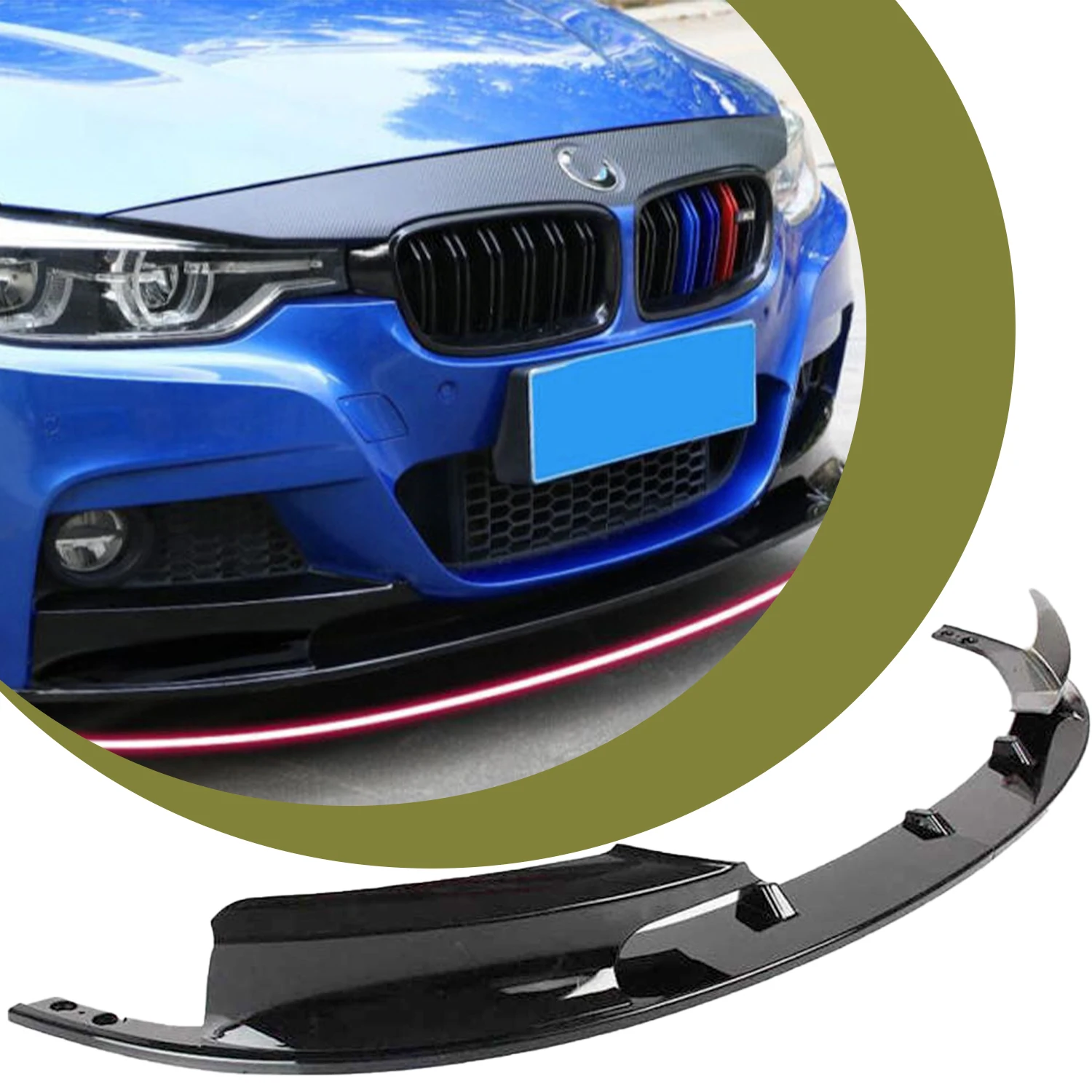 

Front Bumper Lip Splitter Gloss Black for 2012-2018 BMW F30 3 Series M Sport