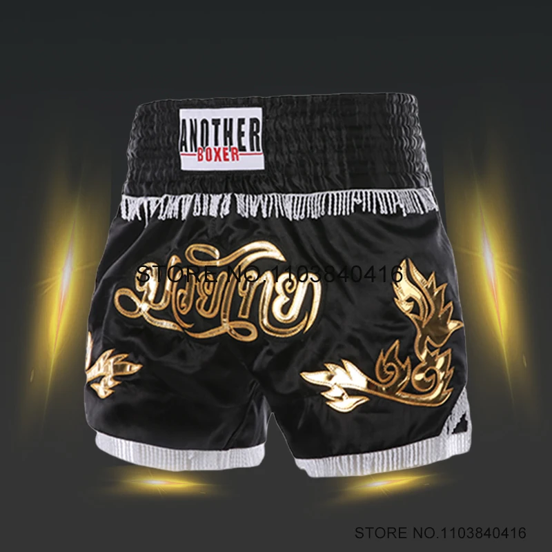 Short Muay Thai Tassels Boxing Shorts Satin Men\'s Women\'s Child MMA Martial Arts Boxeo Clothes Gym Cage Fight Kickboxing Pants