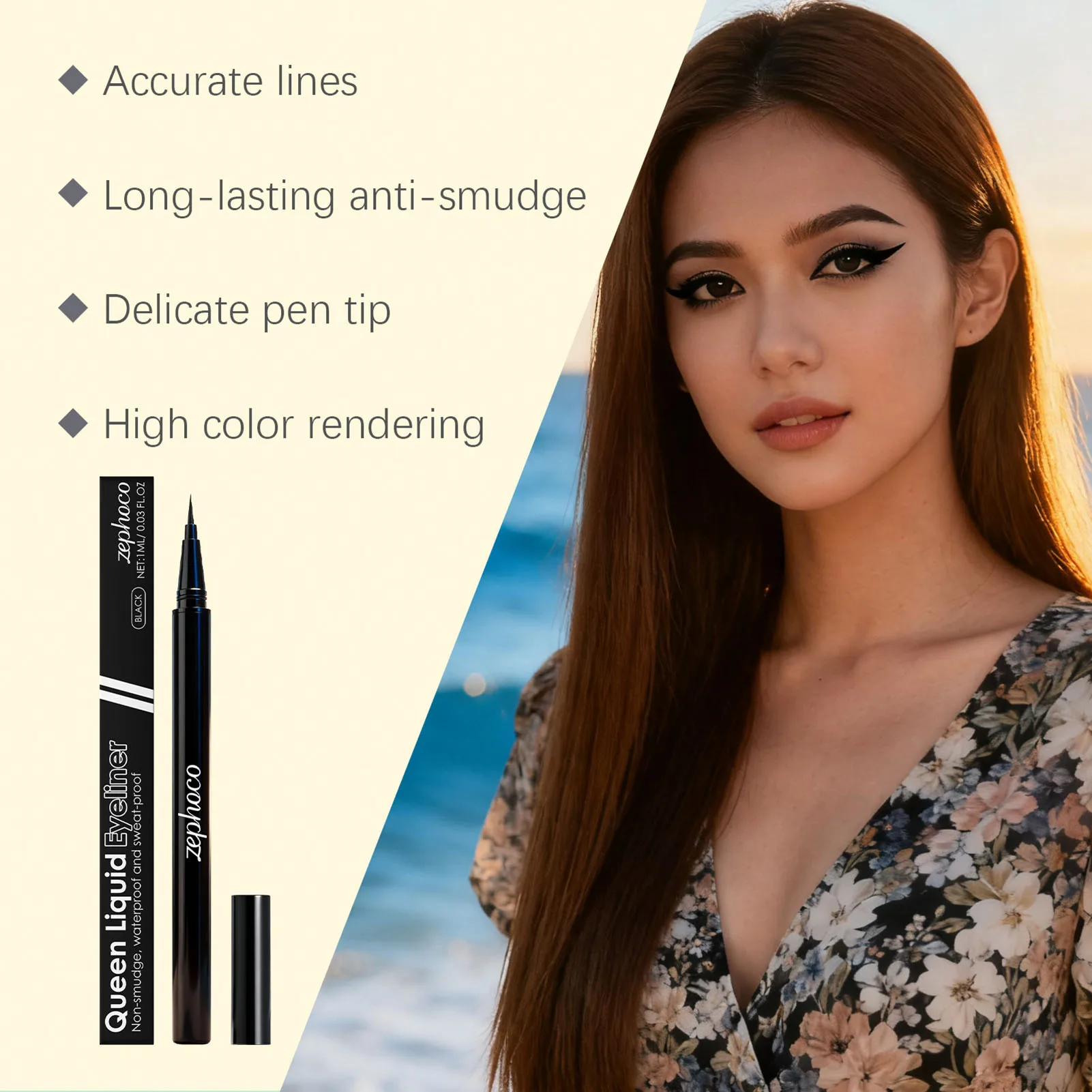 Lápiz Delineador de ojos líquido resistente al agua para ojos sensibles Delineador de ojos líquido negro a prueba de manchas de larga duración Maquillaje de fiesta para principiantes