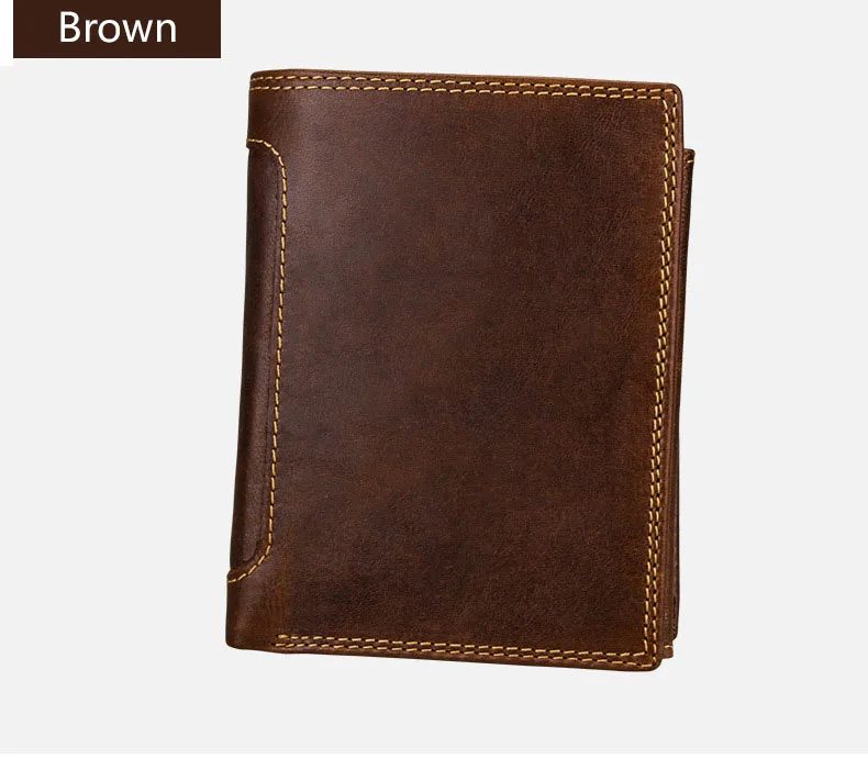 Name Angepasst Männer RFID Brieftaschen Hohe Qualität Echtes Leder Retro Männlichen Münzfach Karte Halter Geld Tasche Männer Geldbörsen Für Geschenk – Detail 13