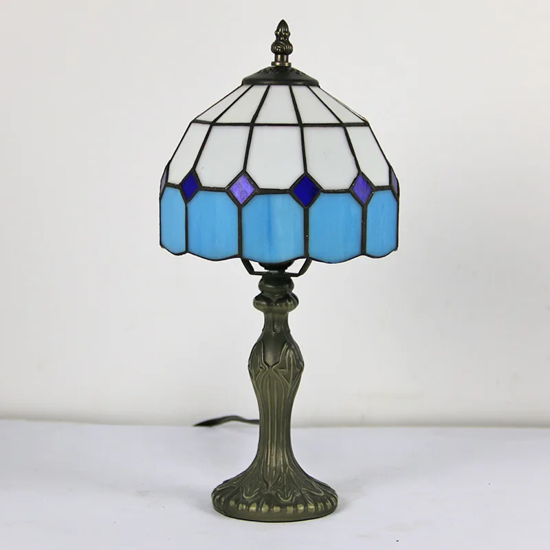 Imagem -05 - Vintage Stained Glass Shade Lamp Lâmpada de Mesa Tiffany Pol 20cm