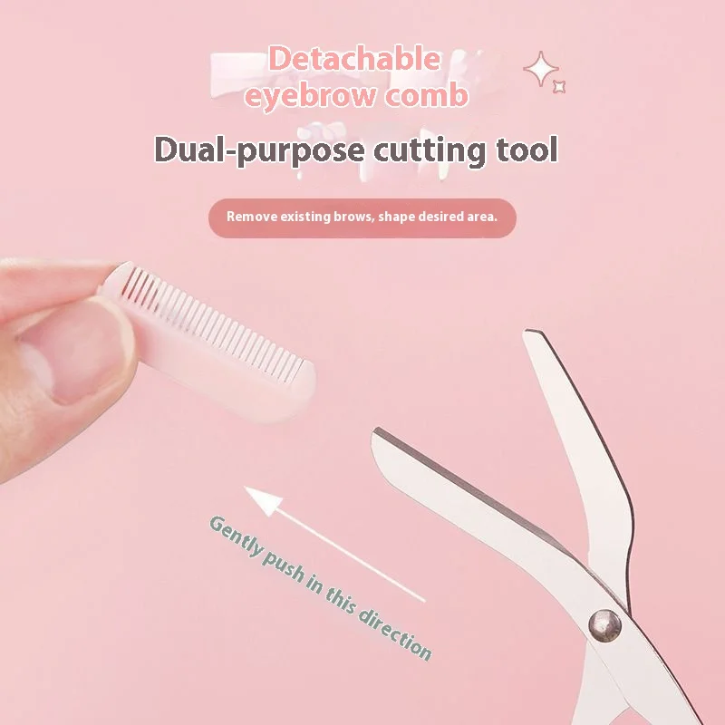 -Rosa Augenbrauen-Trimmschere mit integriertem Kamm – Edelstahl, präzises Pflegewerkzeug, die perfekte Augenbrauen erstellt