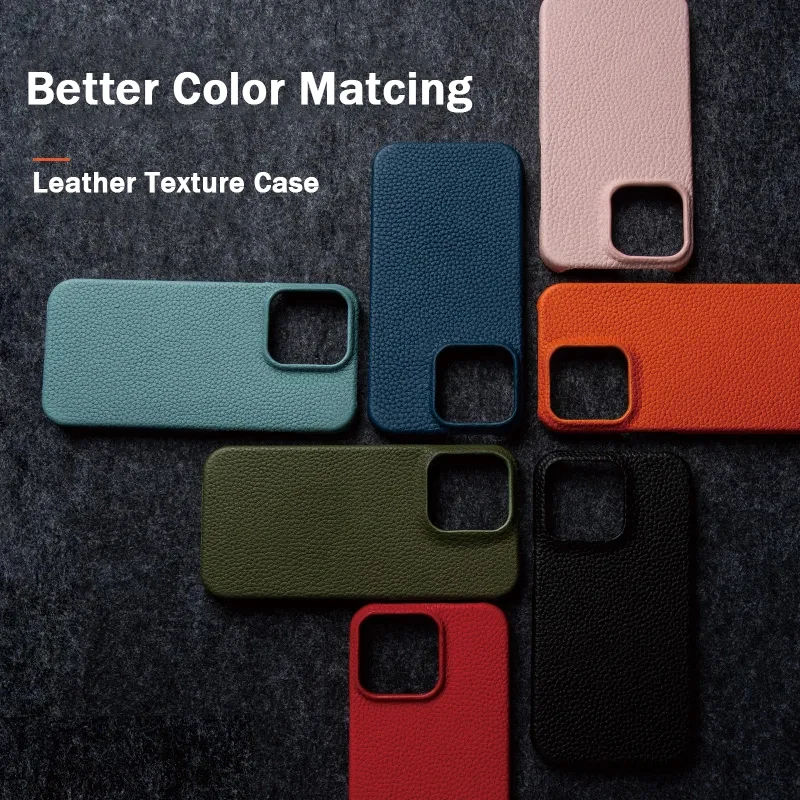 Solid Color Leather Litchi Grain Texture Case For iphone 11 12 13 14 15 Pro Max XR X XS 7 8 Plus SE 2020 Hard Bumper Cover Funda