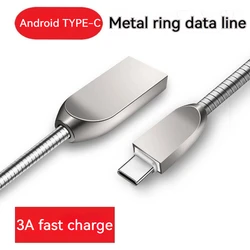 3A USB Type C Cable Micro USB Charger Spring Retractable Cable for iPhone Samsung Huawei Xiaomi Fast Charging Cord Anti Bite