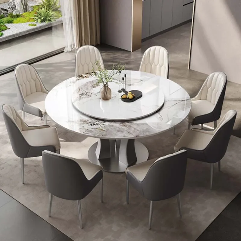 

Nordic Rotator Dining Table Chairs Turntable Italian Design Round Dining Table Restaurant Luxury Mesa Comedor Modern Furniture