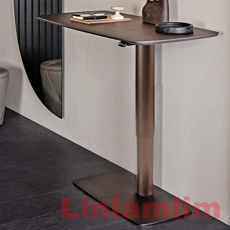 Linlamlim Italian Sintered Stone Computer Desks Nordic Liftable Mobile Table Modern Rectangle / Oval Designer Side Table