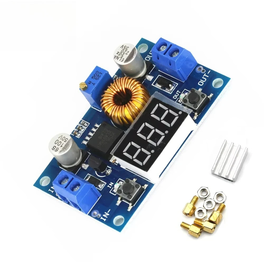 

XL4015 5A 75W DC-DC Step-down Module Adjustable Charger Module High Power Step Down Buck Converter LED Driver with Red Voltmeter