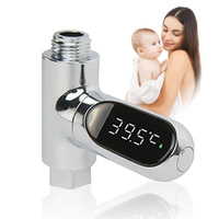 Shower Thermometer LED Display Baby Bath Water Thermometer Meter 360° Rotation Flow Water Self-Generating Temperture Monitor