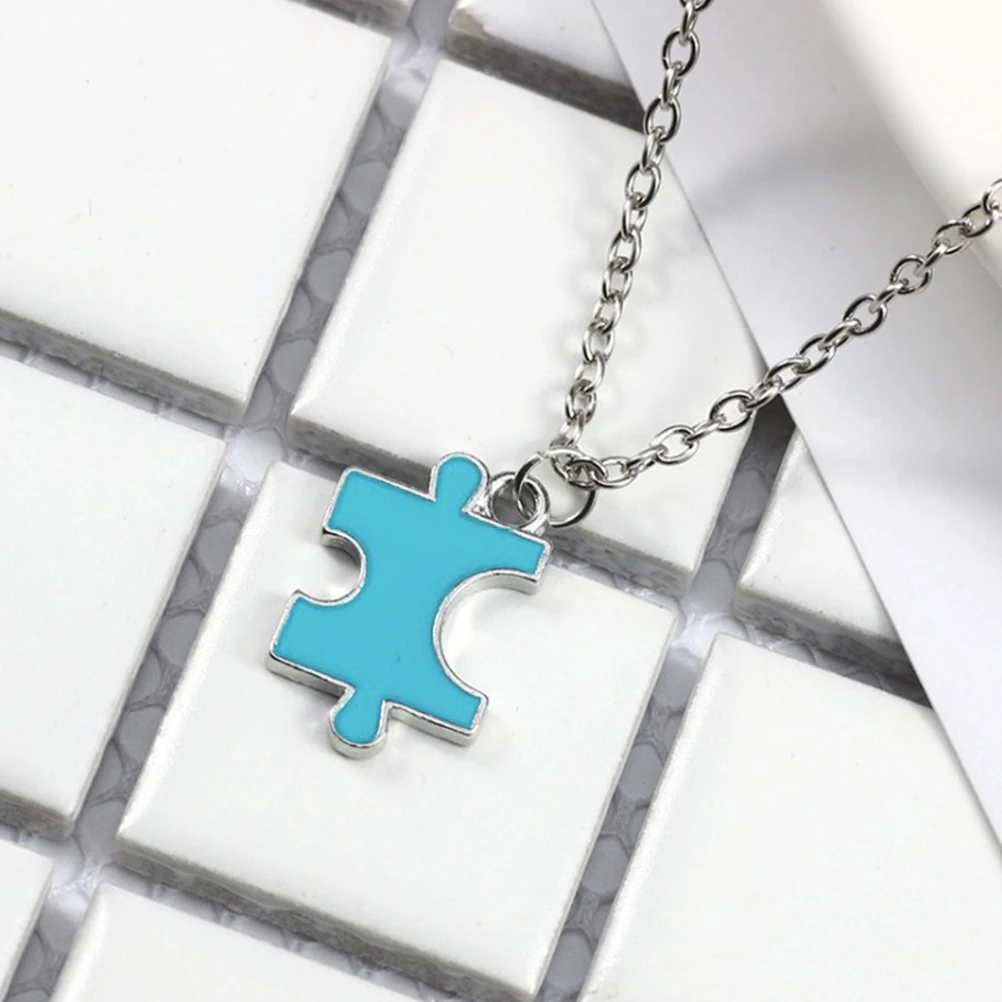 

4Pcs Colorful Alloy Friendship Necklaces Lightweight Puzzle Pendant Jewelry Birthday Gift for Best Friends Fashion