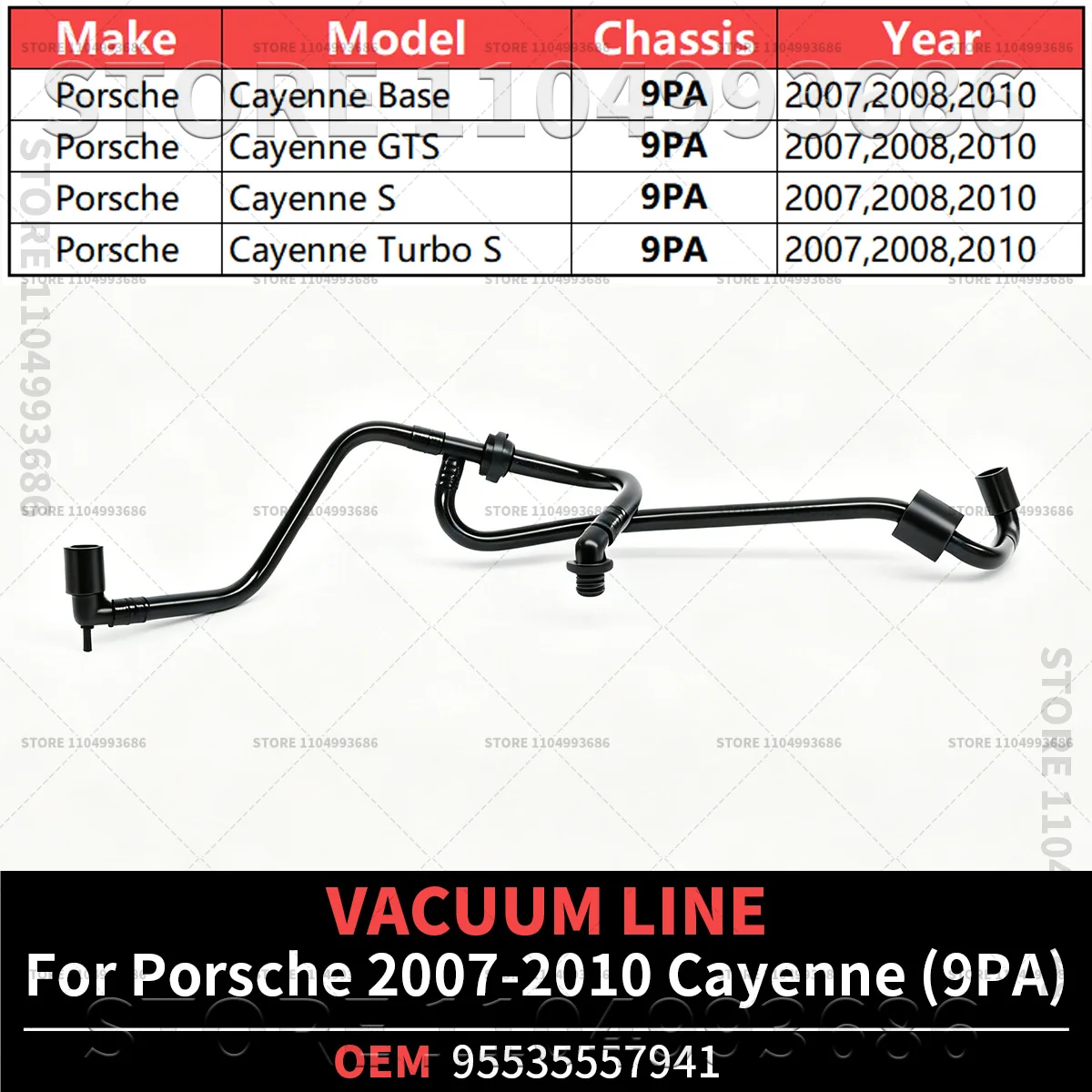For Porsche 2007 2008 2010 Cayenne (9PA 957) Car Accessories Vacuum Hose OEM 95535557941 95535557940 view 2