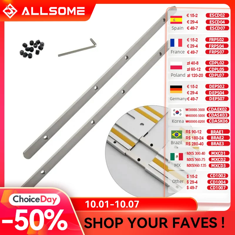 

Allsome Guide Rail Connector Kit for Compatible Festool Makita Track Saw Replacement Wooden Board Cutting Guide Rail Connector