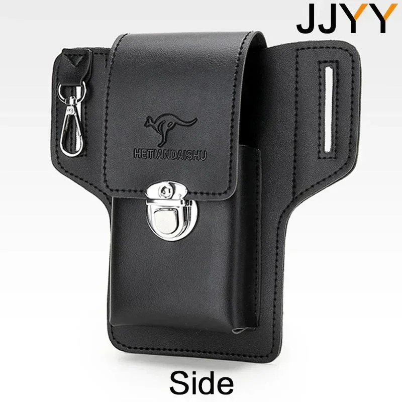 Men Leather Waist Bag Vintage Pack Belt Clip Holster Travel Hiking Mobile Phone Case Cover Pouch