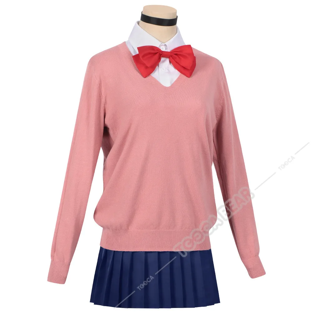 Momo ayase cosplay traje anime dandadan peruca rosa camisola de malha saia superior brincos uniforme escolar meias okarun dia das bruxas