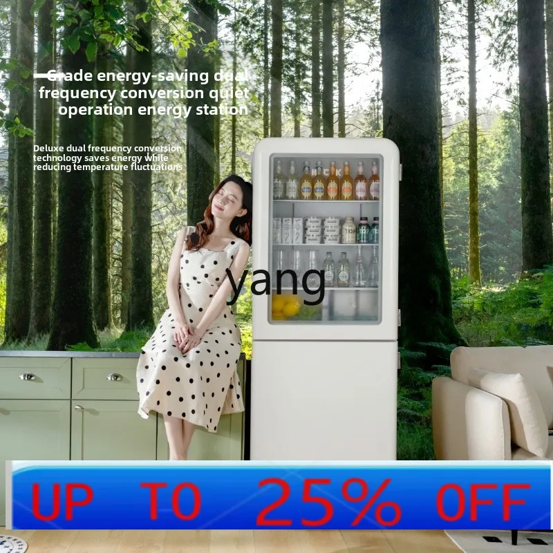 

Lhh retro refrigerator, intelligent freezing and refrigeration, double open two doors for home use