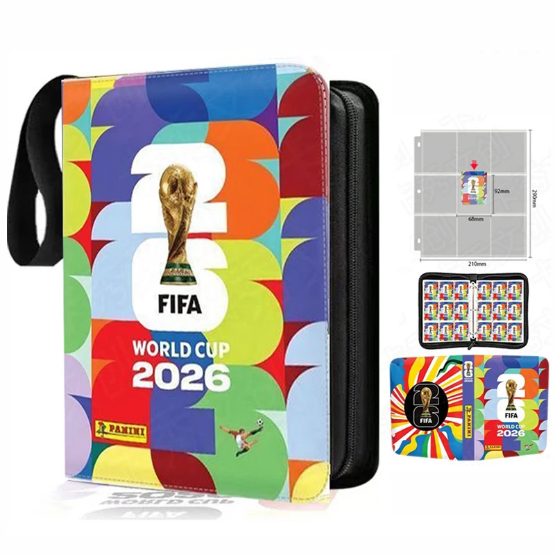 Álbum del Mundial FIFA 2026, Carpeta con Ranuras para Tarjetas de las Estrellas del Fútbol como Ronaldo, Messi y Mbappé, con Cierre y Espacio para Colecciones