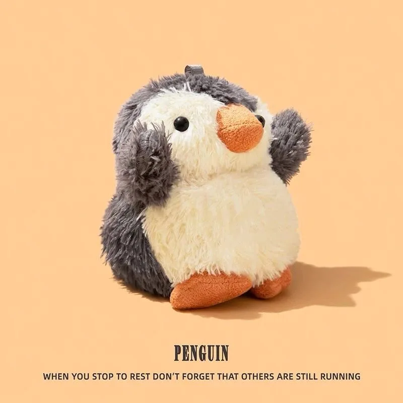Cute Little Fat Penguin Soft fluff Earphone Case for Apple ‌AirPods pro Pro2 3 4 Bluetooth earphones Cover