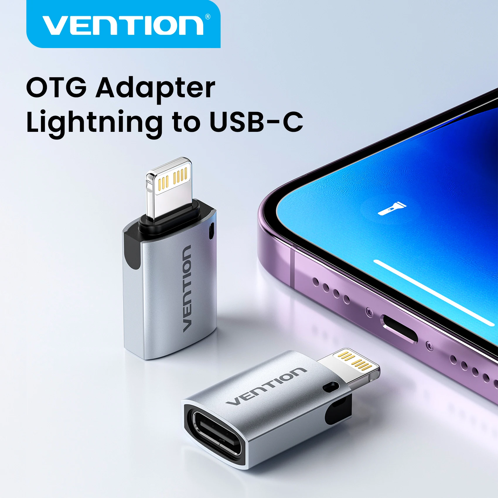 Vention Lightning zu USB-C OTG Adapter USB-C Buchse zu Lightning Stecker Konverter für iPhone 14 13 12 Lightning USBC OTG Anschluss