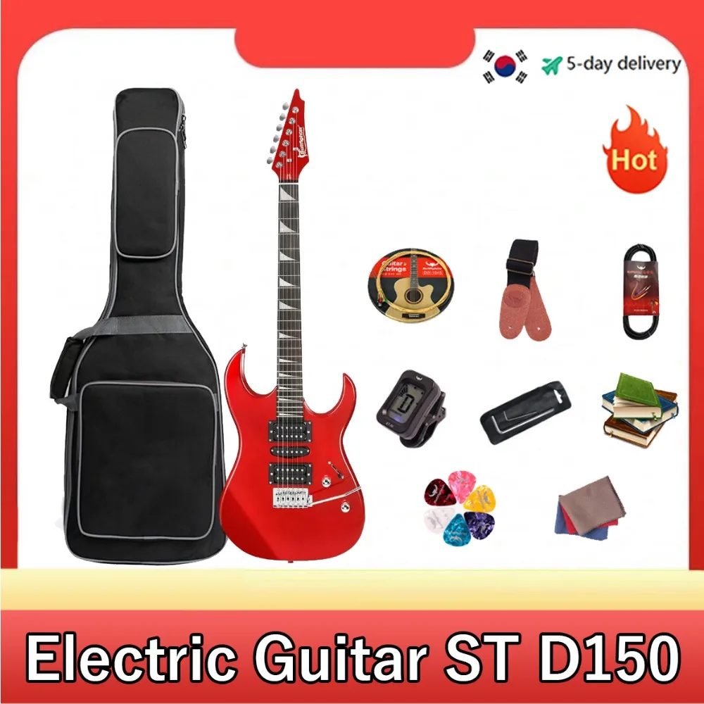 

Electric Guitar ST Single Shake Adult Beginner Beginner Rock Professional Performance Electric Guitar Set-D150 (Red)