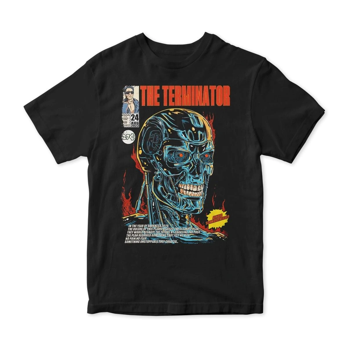 The Terminator Comics Art T-Shirt Herren Damen T-Shirt Grafik Kurzarm Unisex Herren Damen Sommer Lässiges Rundhals-Baumwoll-T-Shirt