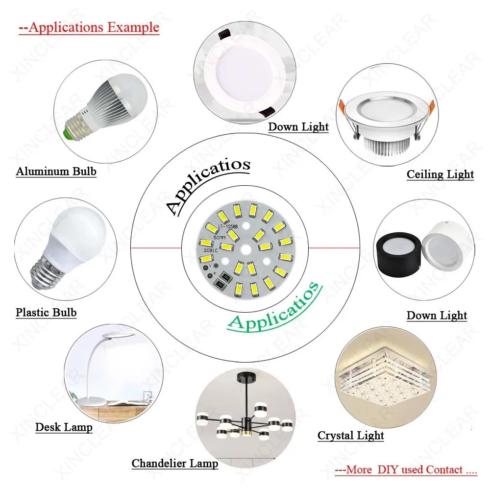 Imagem -06 - Painel de Luz Led 5w 10w Branco Quente 5v sem Necessidade de Driver Diâmetro 50 mm Placa Pcb Smd 2835 5730 Chip para Holofote Downlight Diy 10 Peças