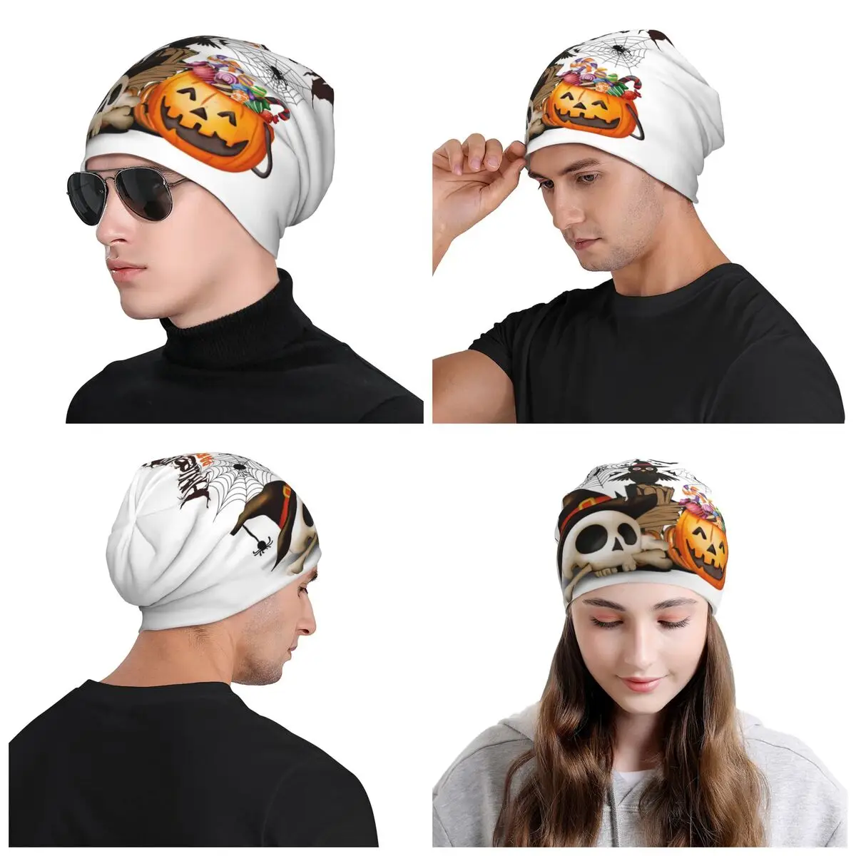 Halloween Pumpkin Owl Beanie Cap Unisex Winter Warm Bonnet Femme Knit Hats Hip Hop Outdoor Ski Skullies Beanies Caps For