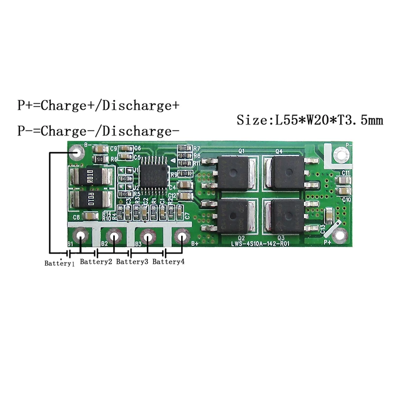 LWS Factory Lithium ion BMS 3S/4S 10A 11.1V 12V LiFePO4/LFP/Li-ion Battery PCM PCBA PCM 12 volt BMS for Solar Battery