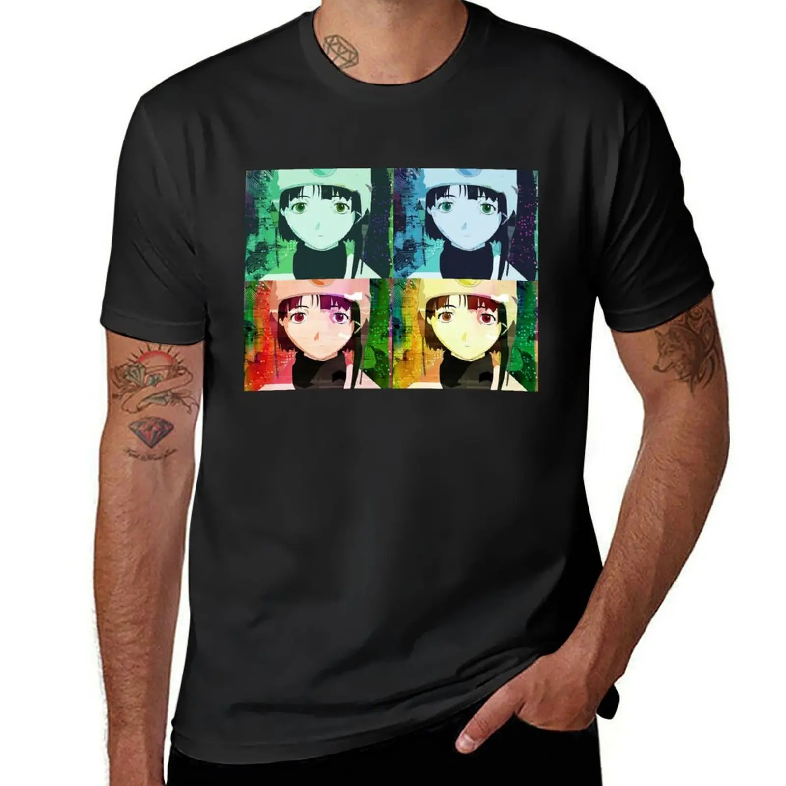 Serial Experiments Lain Pop Art T-Shirt quick-drying tees men t shirts