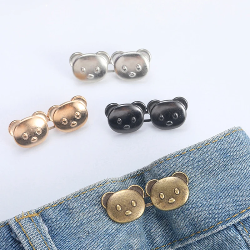 Cute Cartoon Bear Waist Buckle Adjustable Waist Tightener No Sewing Required For Jeans Adjustable Waist Buckles