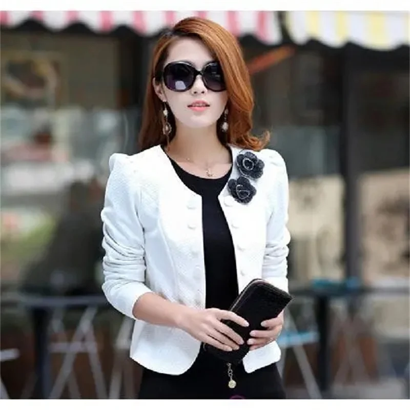 Blazer Women Long Sleeve Suit Jackets Femme Solid Black Cardigan Coat Slim Fit Business Office Lady Coat Female Work Short Top