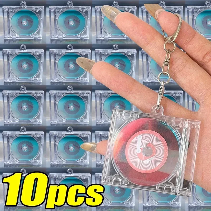 1-10pcs Fashion Small CD Case Keychain for Women Men Peripheral Commemorative Album Key Holder for DIY Backpack Pendant Keyrings