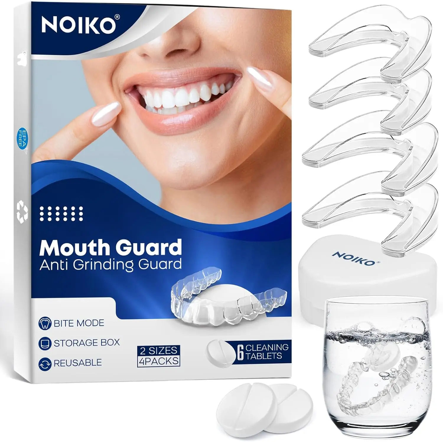 

Upgraded Night Mouth Guard for Teeth Grinding, EVA Anti Grinding Guard with 6 Cleaning Tablets