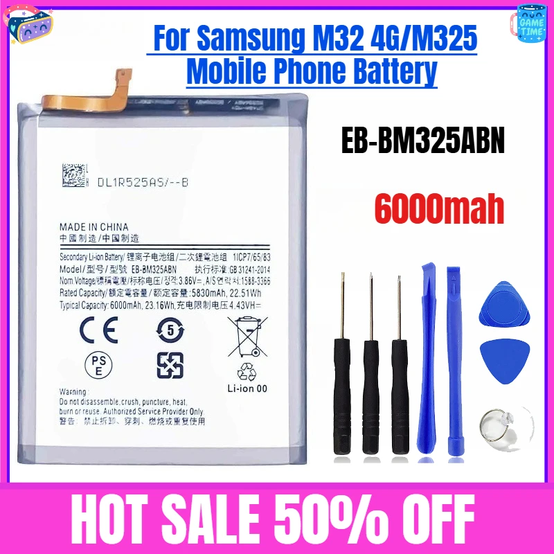 

6000mah EB-BM325ABN for Samsung M32 4G/M325 Mobile Phone Battery