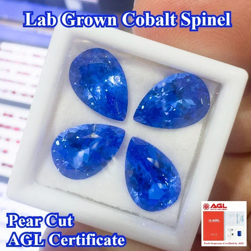 Top Lab Grown Cobalt Spinel Pear Cut Gemstone For DIY Ring Necklace Earrings Main Materials Selectable AGL Certificate