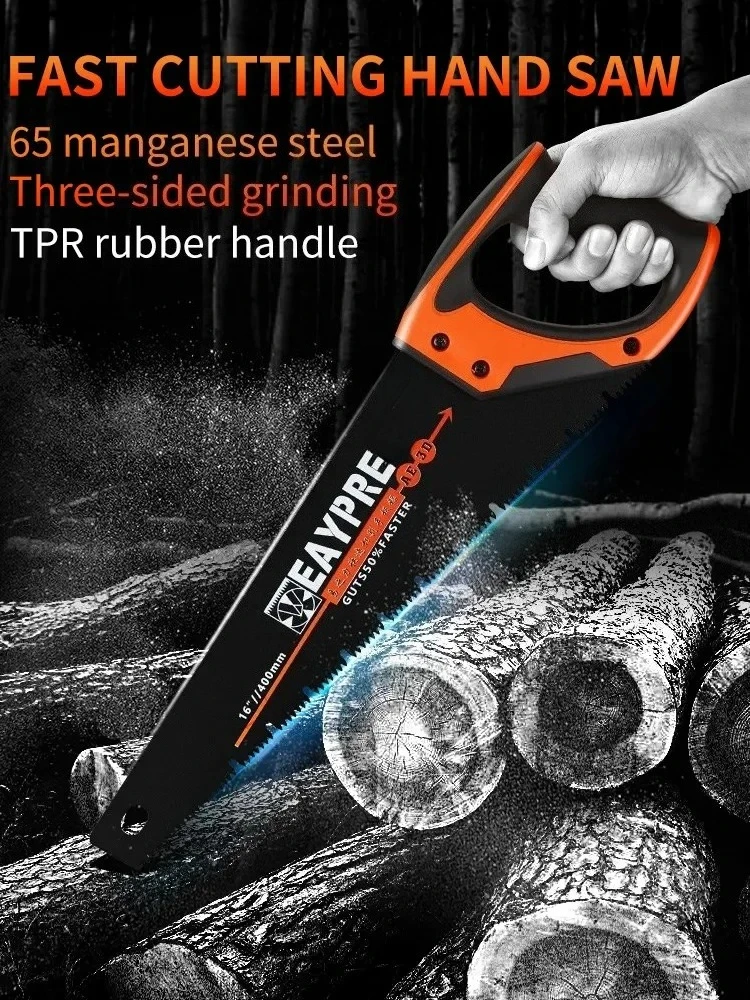 16/18 Inch Pro Hand Saw 11 TPI Fine-Cut Soft-Grip Hardpoint Handsaw for Sawing Trimming Gardening Cutting Wood DrywallPipes