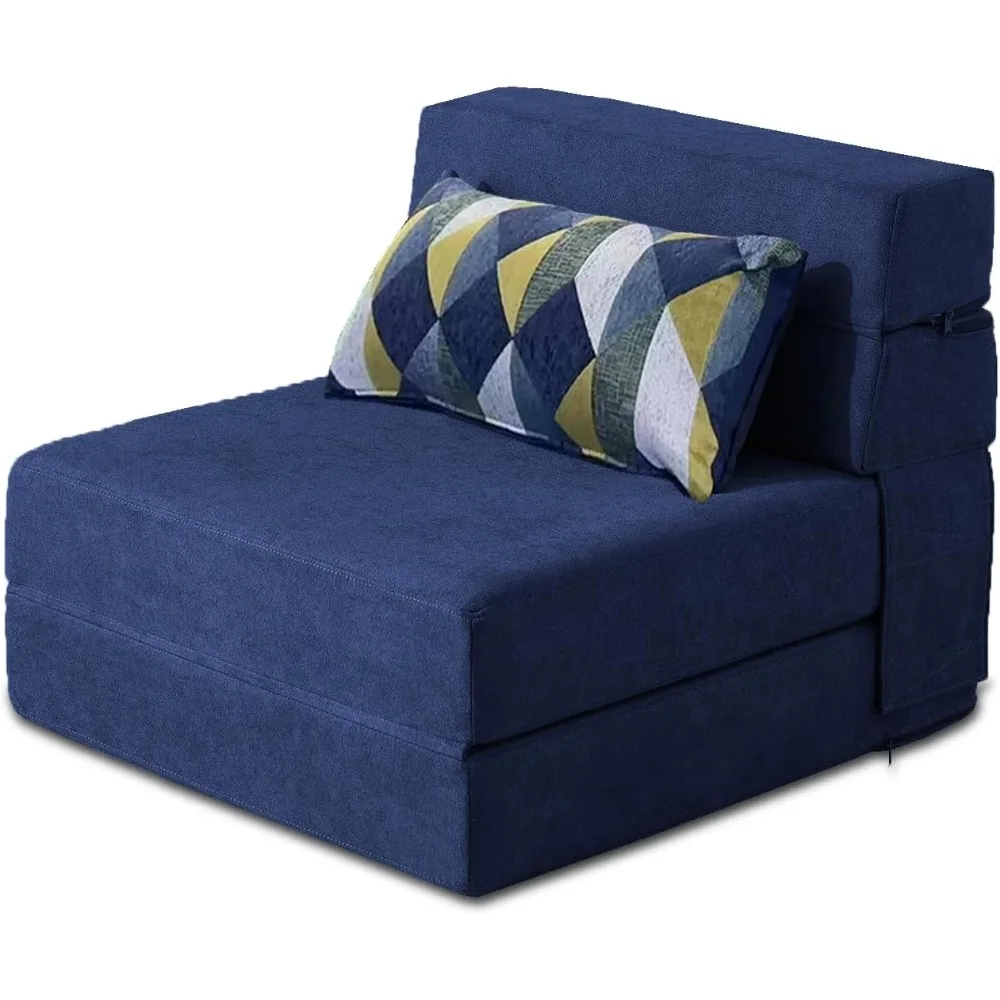Sofá-cama dobrável com travesseiro de espuma viscoelástica conversível, sofá-cama futon preguiçoso para sala de estar/escritório doméstico/camas de convidados/A