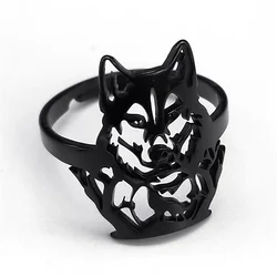 Goth Wolf Black Color Ring Stainless Steel Hip Hop Style Finger Ring Gothic Grunge Accessories Jewelry for Men Woman Cool R20S07