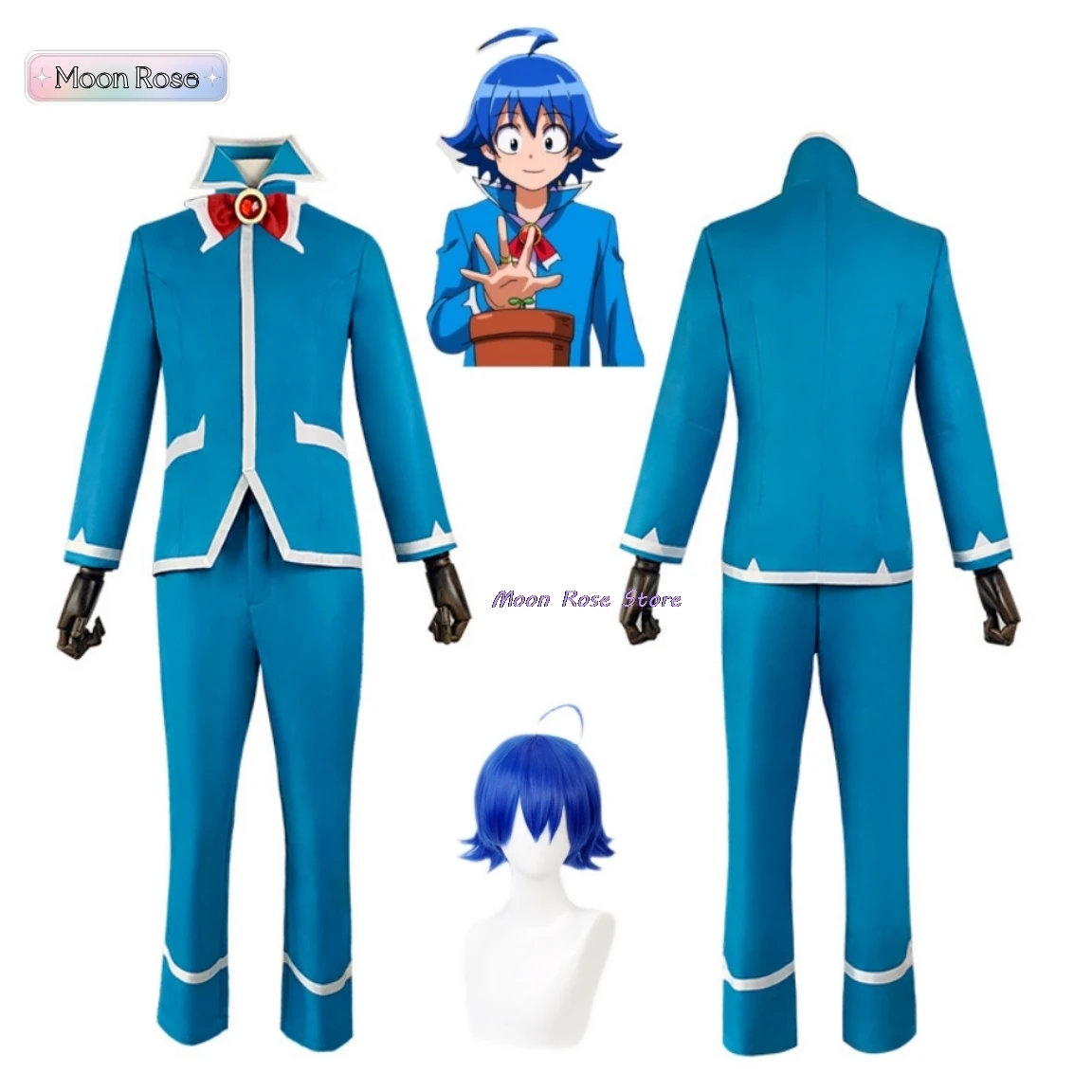 Anime Welcome To Demon-School Iruma-kun Suzuki Iruma Cosplay Costume Wig Blue School Uniforms Man Halloween Carnival Suit