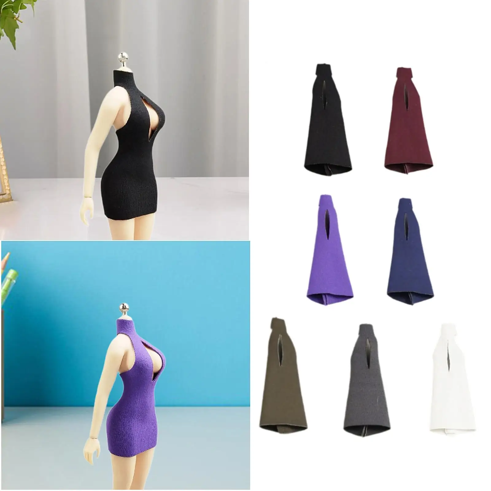 1/12 escala figura de ação roupas mini vestido tecido bodycon roupas em miniatura boneca traje para 6 "bonecas femininas figuras corpo