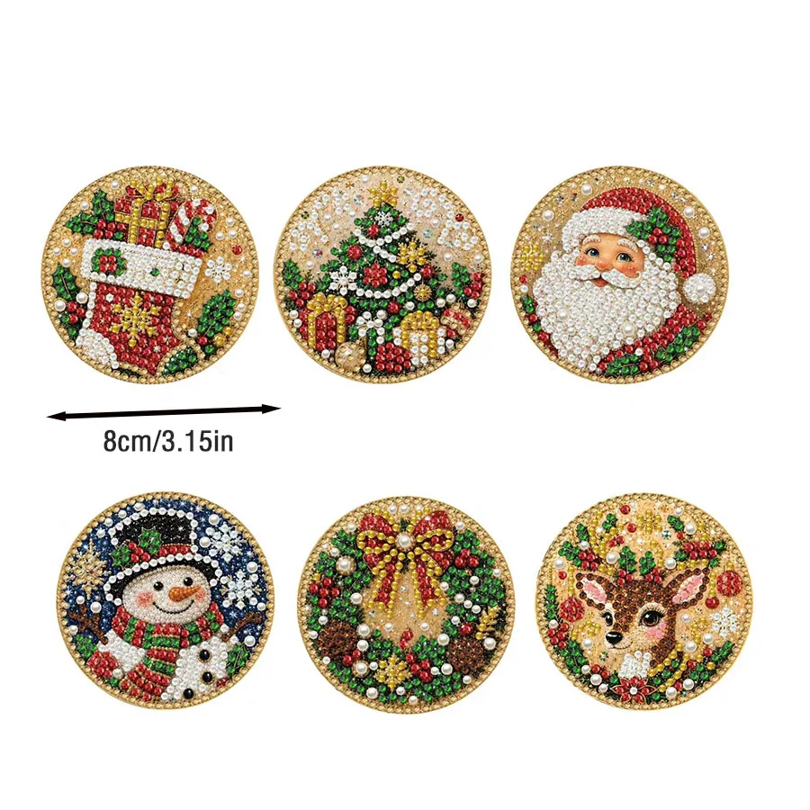6-teiliges/4-teiliges Weihnachts-Diamantmal-Set, handgefertigte Weihnachtsbaum-Dekorationen, handgefertigtes Set für Weihnachtsanhänger für Erwachsene, einfach zu verwenden und stressabbauend, für Anfänger geeignet, kann als Wanddekoration für zu Hause, Weihnachtsbaumdekoration, Geschenkdekoration, Dankeskarte oder Geschenk für Bastelfreunde verwendet werden. – Detail 1